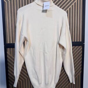 Forever 21 Ivory Ribbed Turtleneck Sweater